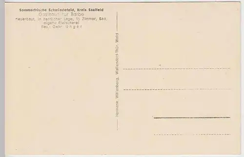 (37509) AK Schmiedefeld (Lichtetal), Gasthaus zur Barbe vor 1945