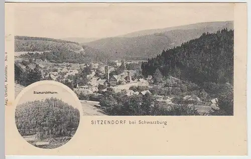 (33959) AK Sitzendorf, Panorama, Bismarckturm, vor 1905