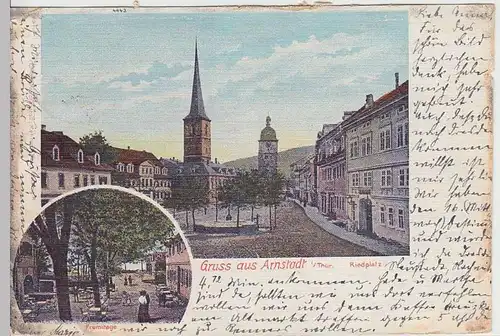 (33675) AK Gruss aus Arnstadt, Riedplatz, 1902