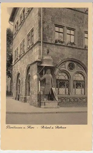 (32284) AK Nordhausen, Roland am Rathaus vor 1945