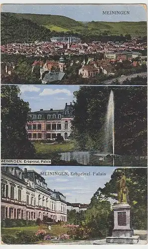 (31834) AK Meiningen, Panorama, Erbprinzpalais, Feldpost 1918