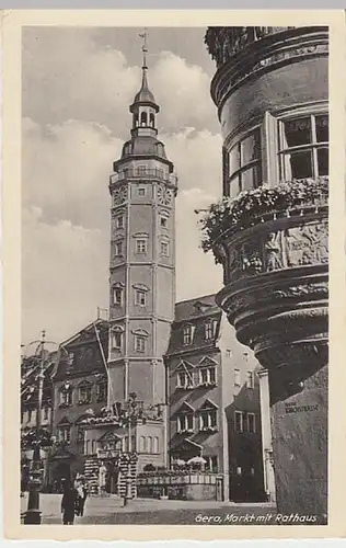 (30384) AK Gera, Markt mit Rathaus, 1940