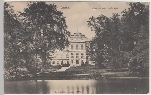 (25702) AK Gotha, Museum, Parkteich, um 1906