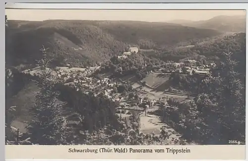 (23528) Foto AK Schwarzburg, Panorama vom Trippstein, vor 1945