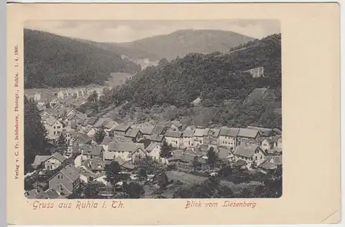 (21023) AK Gruß aus Ruhla, Blick vom Liesenberg, um 1900