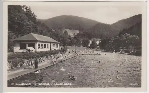 (16461) Foto AK Unterweißbach, Lichtetal, Schwimmbad, Sonderstempel 1957