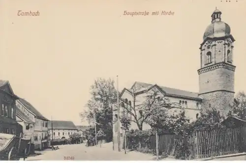 (1623) AK Tambach, Thür., Hauptstraße mit Kirche, um 1910