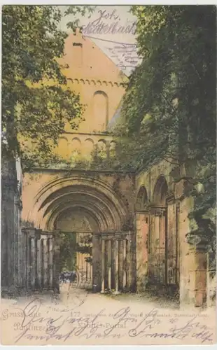 (15833) AK Gruß aus Paulinzella, Kloster, Portal, Bahnpost 1904