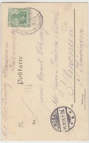 (15833) AK Gruß aus Paulinzella, Kloster, Portal, Bahnpost 1904