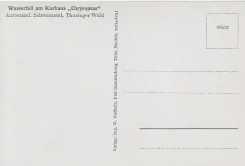 (1392) AK Kurhaus Chrysopras, Schwarzatal, Thür., Wasserfall 1920er