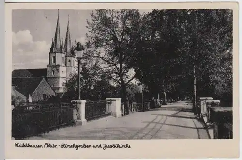 (13209) AK Mühlhausen, Thür., Hirschgraben, Jakobikirche, vor 1945