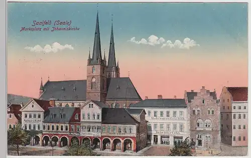 (115706) AK Saalfeld, Marktplatz m. Johanniskirche 1910er