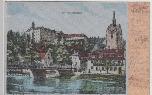 (115656) AK Gera, Schloss Osterstein, imit. Seidenkarte 1908