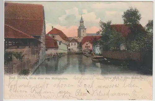 (114507) AK Bad Berka, Mühlgraben, Kirche 1902