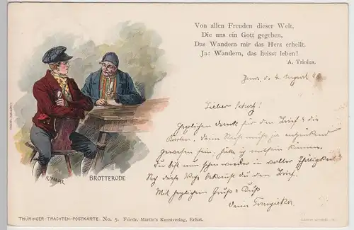 (114391) Künstler AK R. Starcke, Tracht, Männer, Brotterode, Litho. 1899
