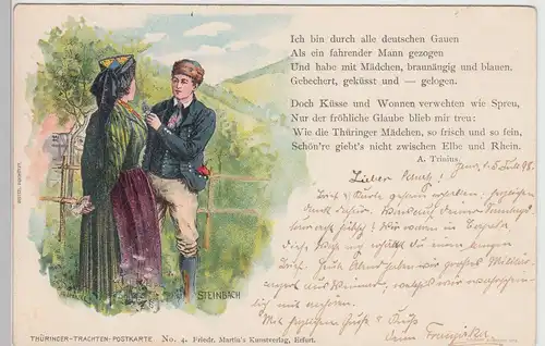 (114389) Künstler AK Tracht, Steinbach, Litho., Thüringer Trachten 1898