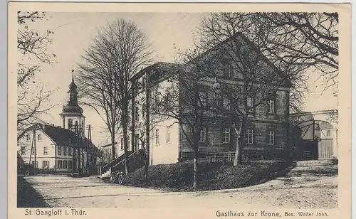 (113375) AK St. Gangloff, Gasthaus zur Krone, Kirche, vor 1945