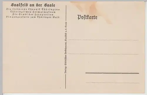 (112337) Künstler AK Saalfeld, Saale, Brücke, Handelsverkehr Mittelalter, v.1945