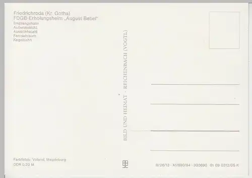 (111670) AK Friedrichroda, FDGB Erholungsheim August Bebel, Mehrbildkarte DDR 19