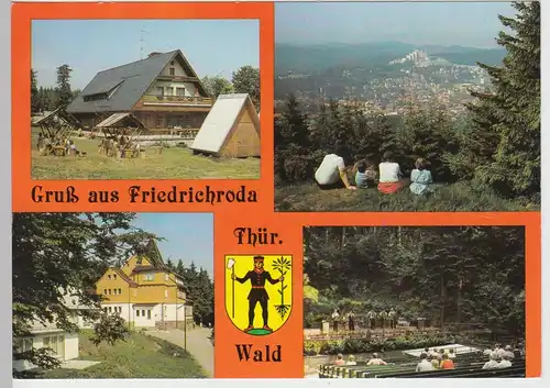 (111659) AK Friedrichroda, Bergtheater, Spießberghaus, Adolphsblick DDR 1985