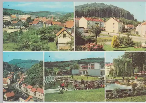 (111594) AK Thal, Seebach, Kurpark, Scharfenberg, Mehrbildkarte DDR 1977