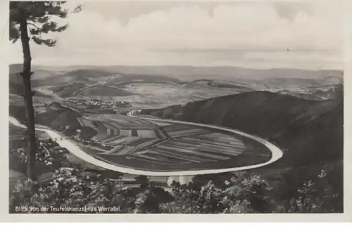 (1114) Foto AK Werratal, Blick von Teufelskanzel, Werraschleife Lindewerra 1932