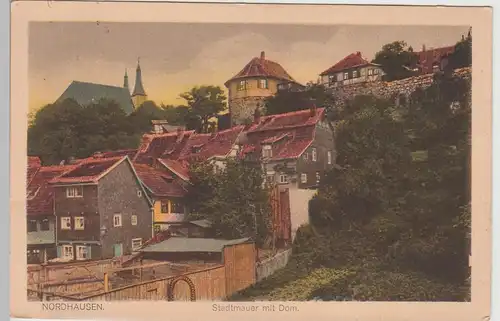 (111077) AK Nordhausen, Stadtmauer mit Dom, 1916