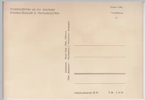 (110736) Foto AK Teufelstalbrücke bei Hermsdorf, 1960er