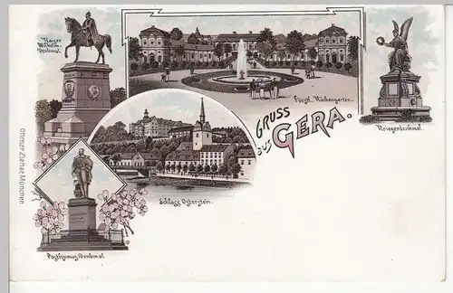 (110492) AK Gruss aus Gera, Mehrbild Litho vor 1905