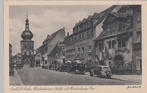 (109285) AK Saalfeld, Saale, Blankenburger Straße, Blankenburger Tor, Gasthof, v
