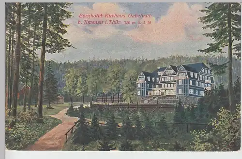 (109259) Künstler AK Berghotel Kurhaus Gabelbach, Ilmenau 1922