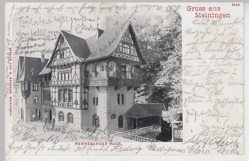 (108564) AK Gruß aus Meiningen, Henneberger Haus 1903