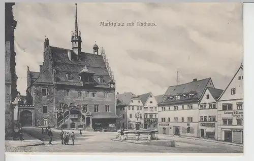 (108329) AK Pößneck, Rathaus, Buchhandlung, Marktbrunnen 1910