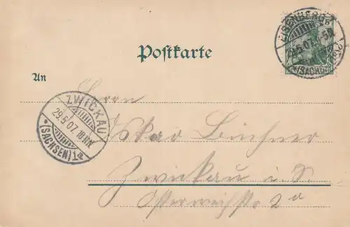 (107993) AK Eisenberg, Thüringen, Rathaus, Kirche St. Peter, gelaufen 1907