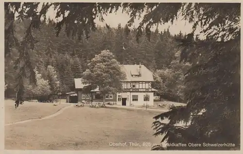 (107914) Foto AK Oberhof, Thüringen, Waldcafe Obere Schweizerhütte, vor 1945