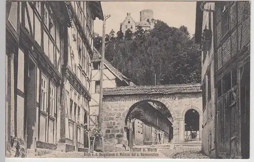 (106880) AK Treffurt, Mainzer Tor, Bergstraße, Mainzer Hof, Burg Normannstein, v