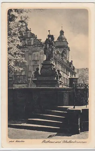 (106729) AK Gotha, Rathaus und Schellenbrunnen, vor 1945