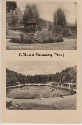 (105987) Foto AK Rastenberg, Thüringen, Schwimmbad, Mehrbildkarte 1955