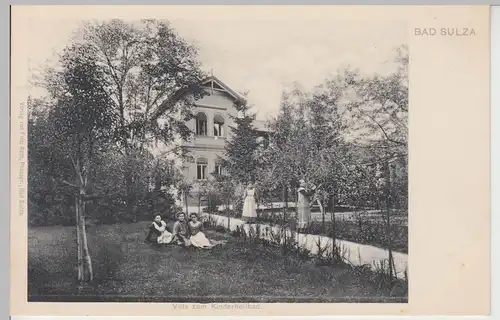 (105612) AK Bad Sulza, Kinderheilbad, Betreuerinnen vor Villa, vor 1905