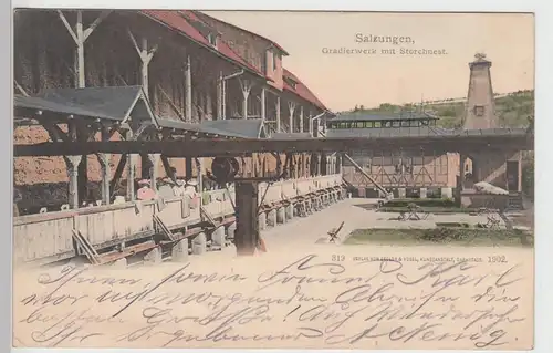 (104724) AK Salzungen, Gradierwerk mit Storchnest, 1906