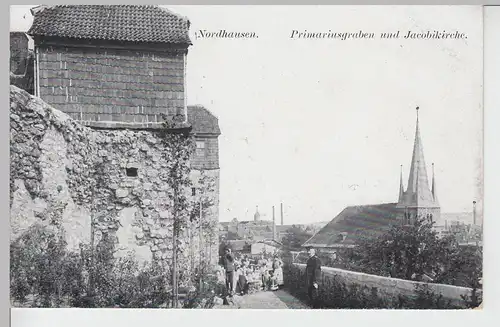 (103151) AK Nordhausen, Primariusgraben und Jacobikirche, vor 1945