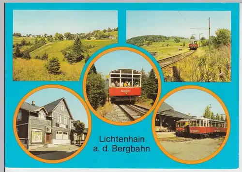 (102979) AK Lichtenhain, Bergbahn, Mehrbildkarte, Gaststätte Thüringer Hof 1982