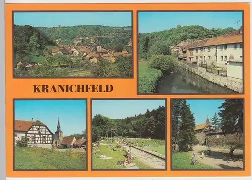 (102814) AK Kranichfeld, Mehrbildkarte, Niederburg, Oberschloss, Bad 1988