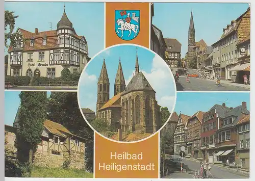 (102674) AK Heilbad Heiligenstadt, Mehrbild, Hotel Traube, Marienkirche 1989