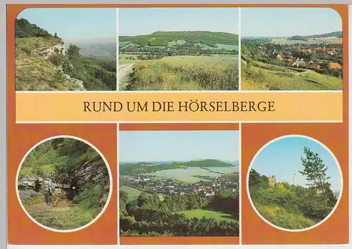 (102617) AK Hörselberge, Mehrbildkarte, Sättelstädt, Venushöhle, Wutha 1989