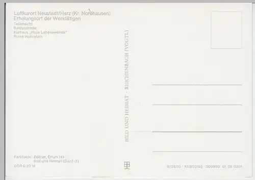 (102152) AK Neustadt/Harz, Mehrbildkarte 1983