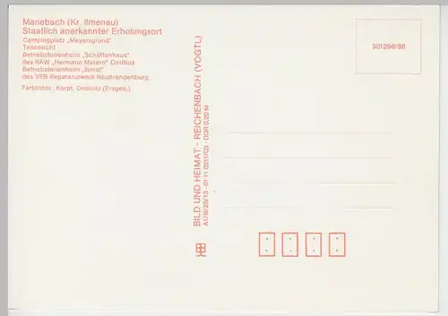 (102096) AK Manebach, Mehrbildkarte 1988