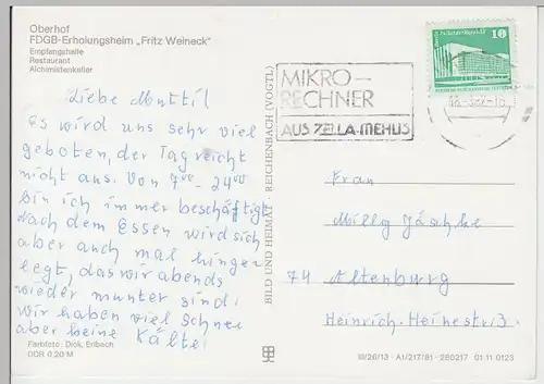 (101986) AK Oberhof, FDGB-Erholungsheim "Fritz Weineck" 1981