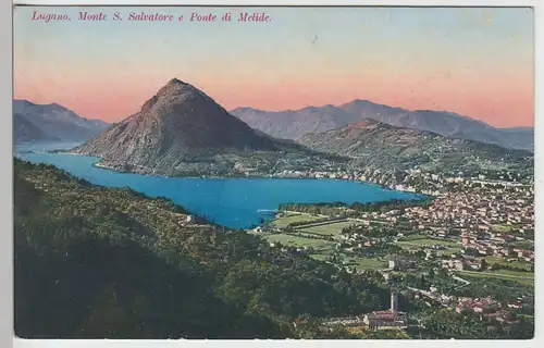 (105418) AK Lugano, Monte S. Salvatore e Ponte di Melide, 1920er