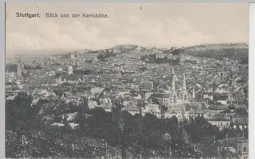 (90039) AK Stuttgart, Blick v.d. Karlshöhe, 1914